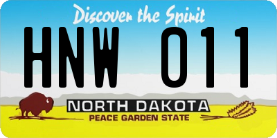 ND license plate HNW011