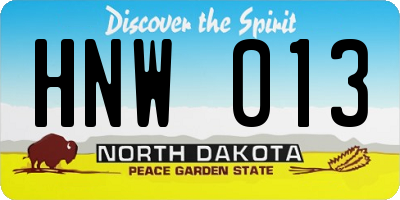 ND license plate HNW013