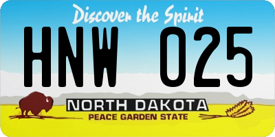 ND license plate HNW025