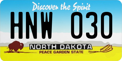 ND license plate HNW030