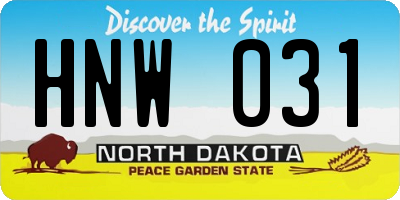 ND license plate HNW031