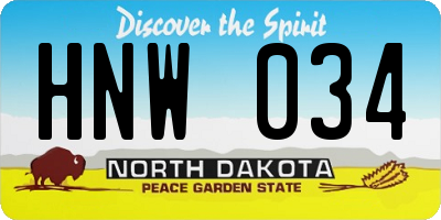 ND license plate HNW034