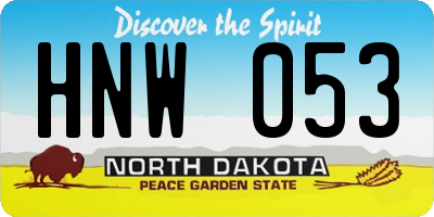 ND license plate HNW053