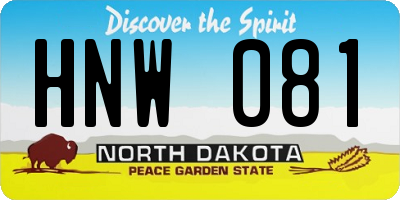 ND license plate HNW081