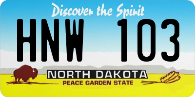 ND license plate HNW103