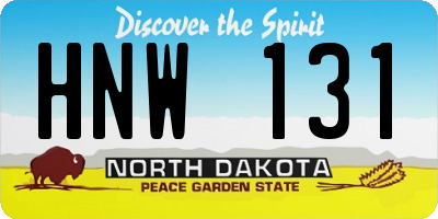 ND license plate HNW131