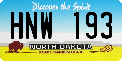 ND license plate HNW193