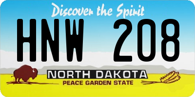 ND license plate HNW208
