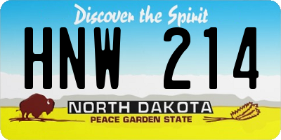 ND license plate HNW214