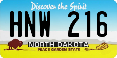 ND license plate HNW216