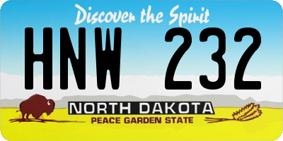ND license plate HNW232