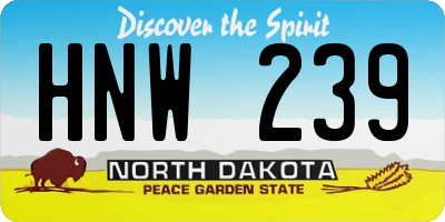 ND license plate HNW239