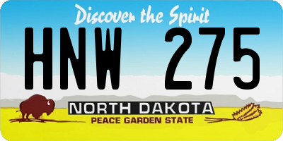 ND license plate HNW275