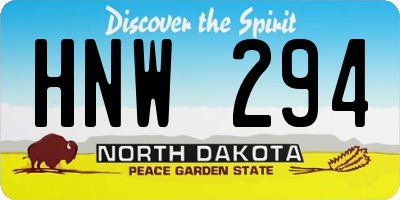 ND license plate HNW294