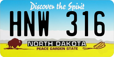 ND license plate HNW316