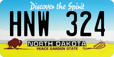 ND license plate HNW324
