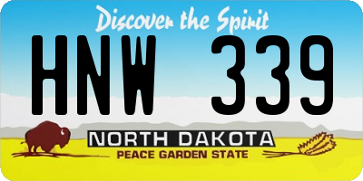 ND license plate HNW339