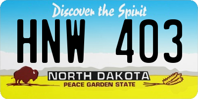 ND license plate HNW403