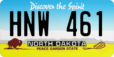 ND license plate HNW461