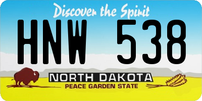 ND license plate HNW538