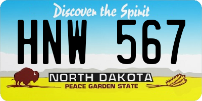 ND license plate HNW567
