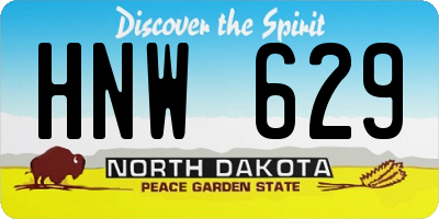 ND license plate HNW629
