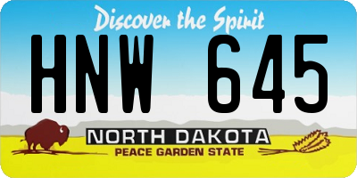 ND license plate HNW645