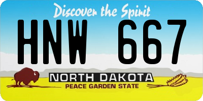 ND license plate HNW667