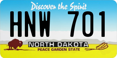 ND license plate HNW701