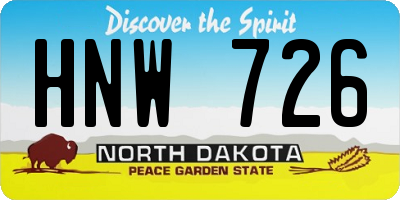 ND license plate HNW726