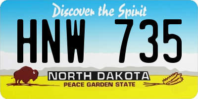 ND license plate HNW735