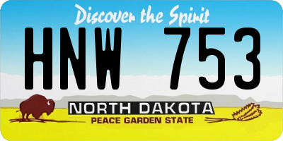 ND license plate HNW753