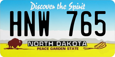 ND license plate HNW765