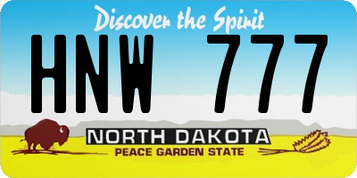 ND license plate HNW777