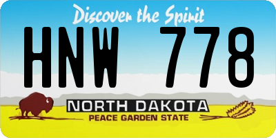 ND license plate HNW778