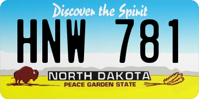 ND license plate HNW781