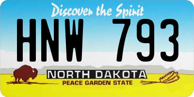 ND license plate HNW793