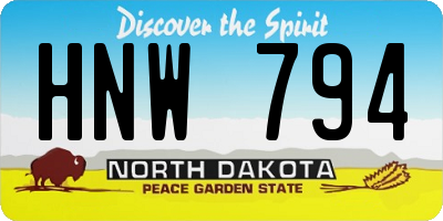 ND license plate HNW794