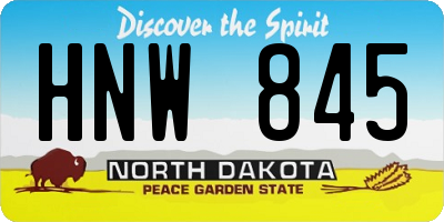 ND license plate HNW845