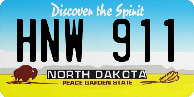 ND license plate HNW911