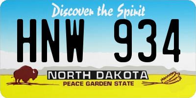 ND license plate HNW934