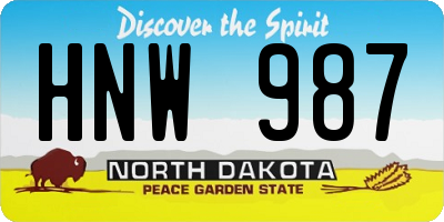 ND license plate HNW987