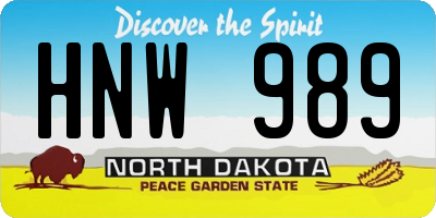 ND license plate HNW989