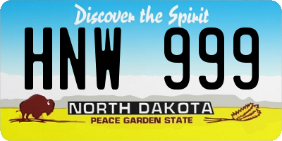 ND license plate HNW999