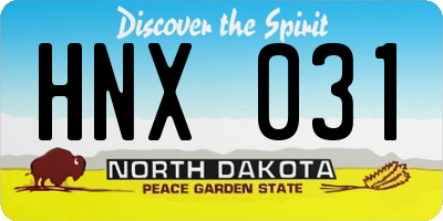 ND license plate HNX031
