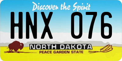 ND license plate HNX076