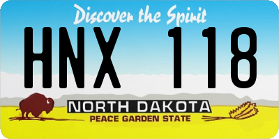 ND license plate HNX118