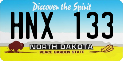 ND license plate HNX133