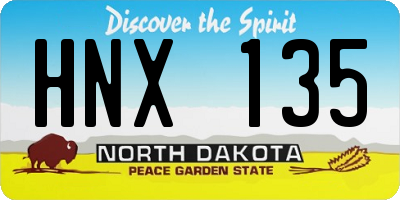 ND license plate HNX135