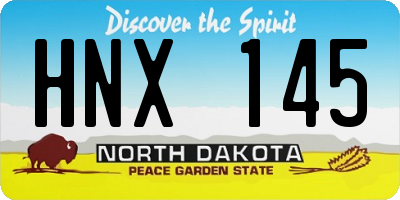 ND license plate HNX145